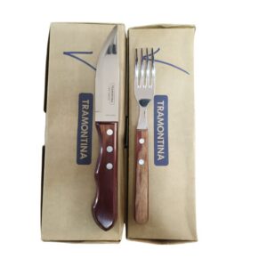 Tenedor y Cuchillo para Churrasco Jumbo Polywood Marrón Claro 24 Piezas
