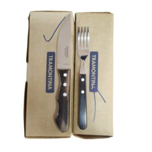 Tenedor y Cuchillo para Churrasco Jumbo Polywood Marrón 24 Piezas