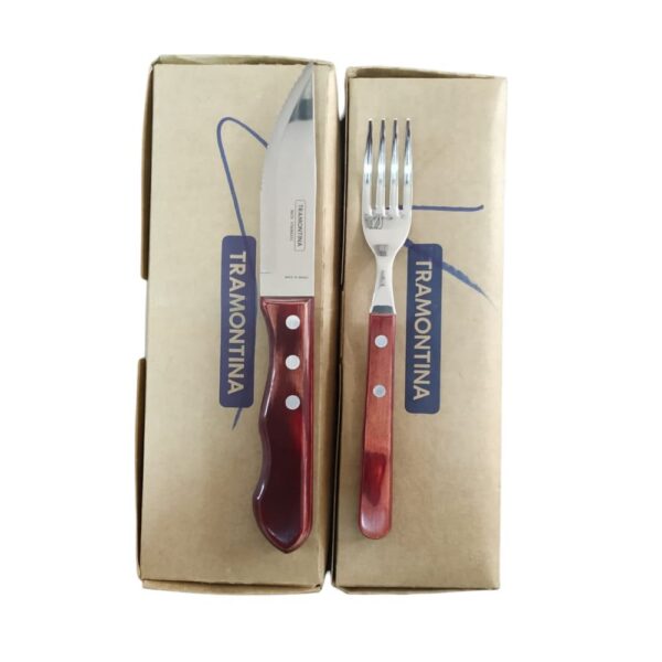Tenedor y Cuchillo para Churrasco Jumbo Polywood Rojo 24 Piezas