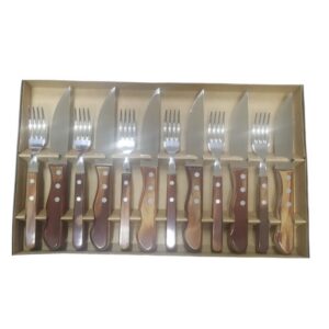 Juego de Cubiertos para Churrasco Jumbo Polywood Marrón Claro 12 Piezas
