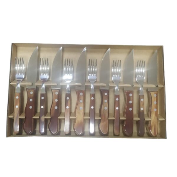 Juego de Cubiertos para Churrasco Jumbo Polywood Marrón Claro 12 Piezas