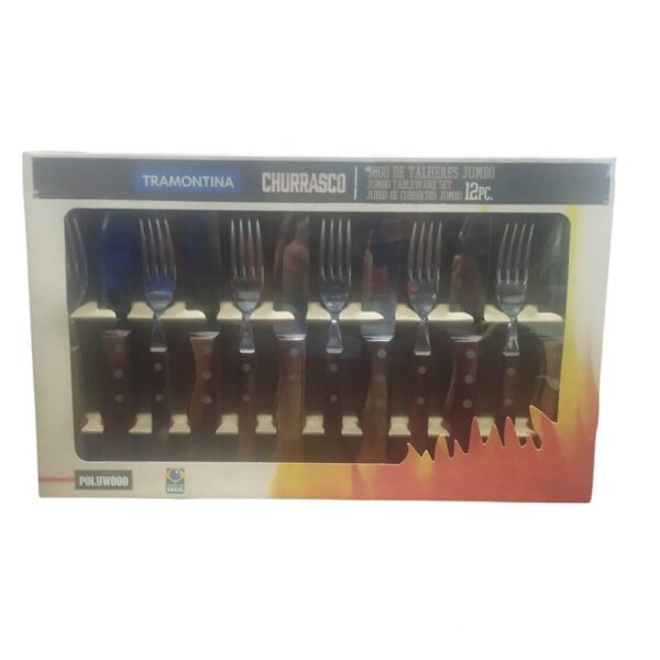 Juego de Cubiertos para Churrasco Jumbo Polywood Marrón Claro 12 Piezas - Imagen 2