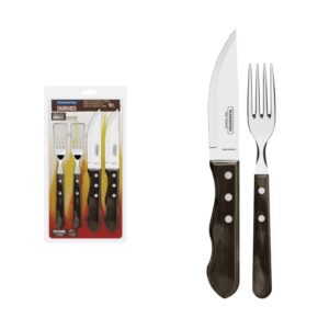Juego de Cubiertos Jumbo para Churrasco Polywood Marrón 4 Piezas