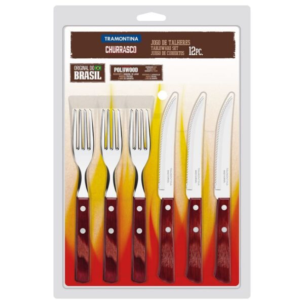 Juego de Cubiertos para Churrasco polywood Rojo, 12 piezas - Imagen 2