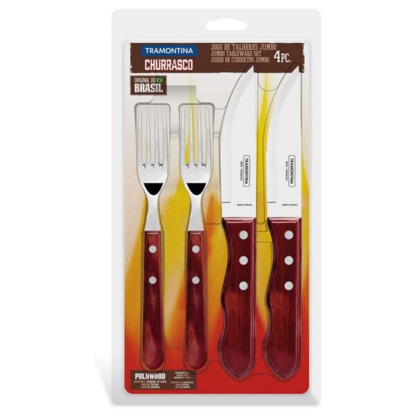 Juego de Cubiertos Jumbo para Churrasco Polywood Rojo 4 Piezas - Imagen 2