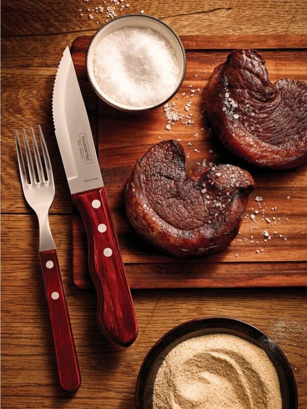 Tenedor y Cuchillo para Churrasco Jumbo Polywood Rojo 24 Piezas - Imagen 4