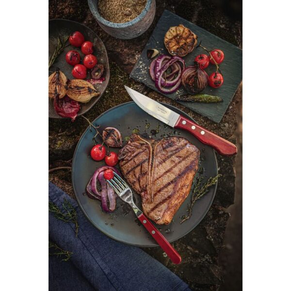 Tenedor y Cuchillo para Churrasco Jumbo Polywood Rojo 24 Piezas - Imagen 3