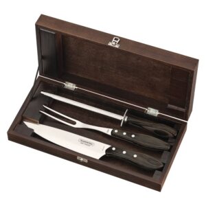Juego para Churrasco Polywood Marrón con Estuche de Madera de 4 Piezas
