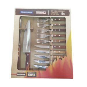 Juego para Churrasco Polywood Marrón Claro 14 Piezas
