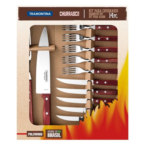 Juego para Churrasco Polywood Rojo 14 Piezas - Imagen 2
