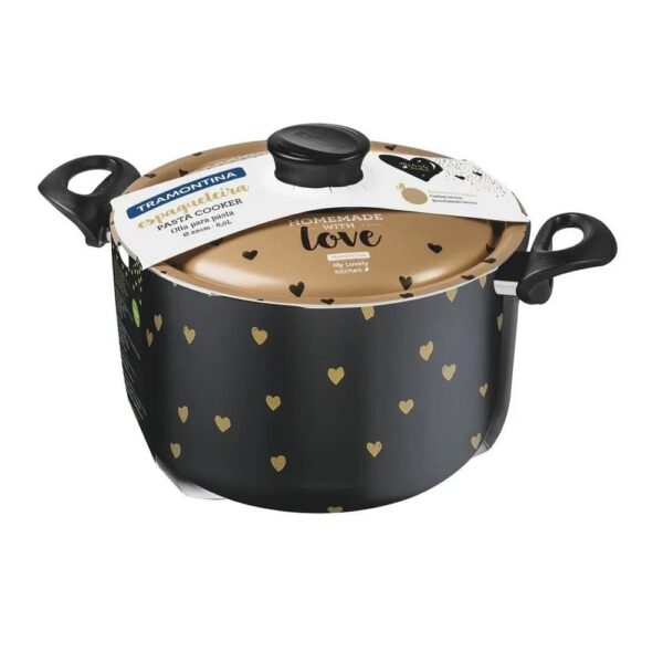 Espaguetera My Lovely Kitchen de aluminio Dorado con revestimiento interno antiadherente Starflon Max 22cm 6L - Imagen 2