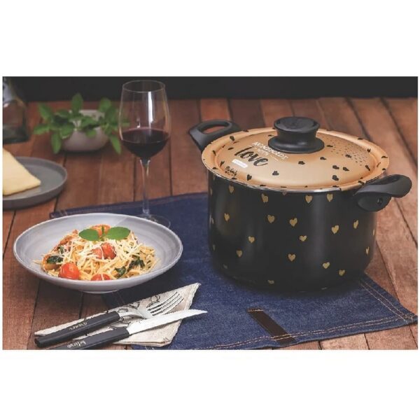 Espaguetera My Lovely Kitchen de aluminio Dorado con revestimiento interno antiadherente Starflon Max 22cm 6L - Imagen 6