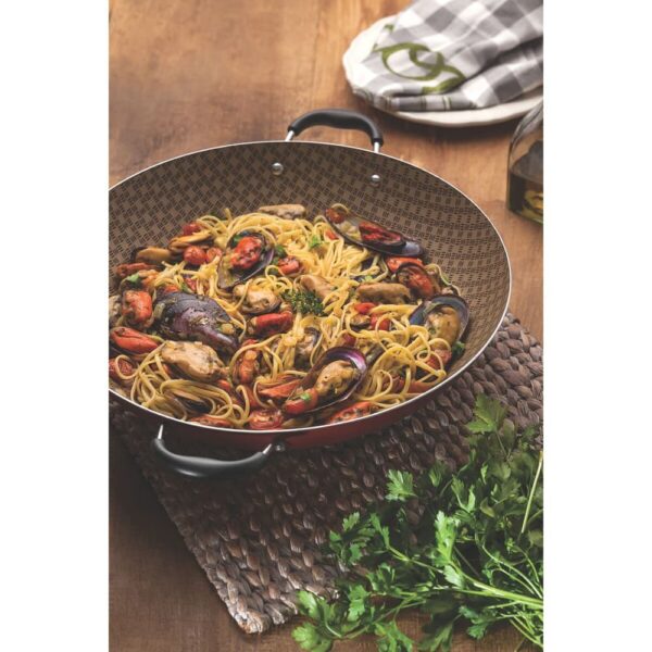 Olla Wok Paris de Aluminio con Revestimiento de Antiadherente Starflon Max Rojo con Tapa de Vidrio 36cm 6,0L - Imagen 3
