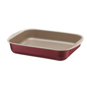Asadera rectangular honda Brasil en aluminio con revestimiento interno y externo antiadherente Starflon Max roja 28cm
