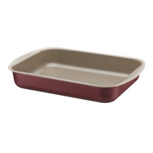 Asadera rectangular honda Brasil en aluminio con revestimiento interno y externo antiadherente Starflon Max roja 34cm
