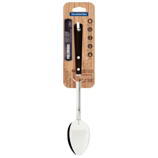 Cuchara para Servir con Hoja de Acero Inoxidable y Mango de Madera Polywood Marrón - Imagen 2