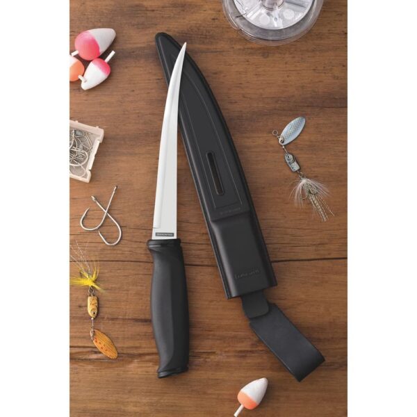 Cuchillo para Filete de Pescado con Hoja de Acero Inoxidable y Mango de Polipropileno Funda de Nylon con Sacapuntas de 6" - Imagen 3