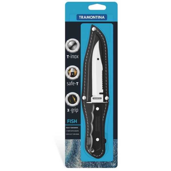 Cuchillo para Pescado con Hoja de Acero Inoxidable y Mango Caucho con Funda Sintética Negra 5" - Imagen 2