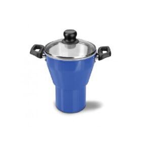 Cuscucera Caribe en aluminio con revestimiento interno y externo con antiadherente Starflon Max Azul 16cm