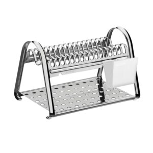 Escurridor de platos ciclo de acero inoxidable con porta cubiertos Blanco