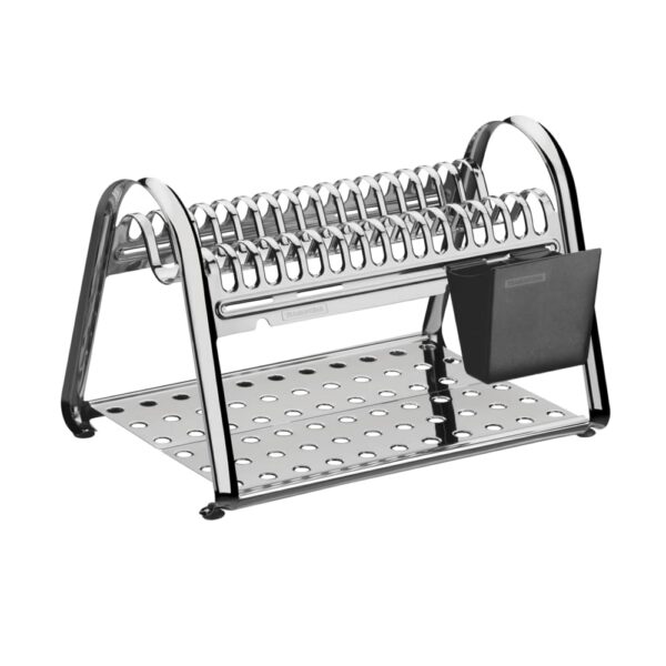 Escurridor de platos ciclo de acero inoxidable con porta cubiertos Negro