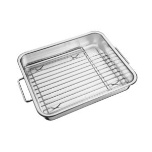 Fuente de hornear Service de acero inoxidable con parrilla 39 x 33cm
