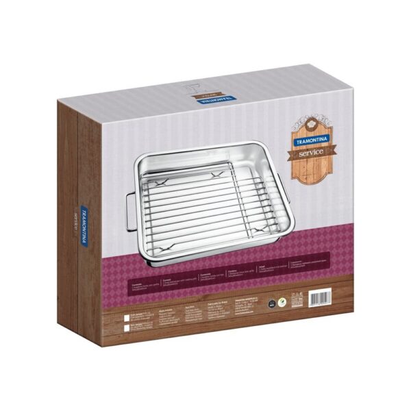 Fuente de hornear Service de acero inoxidable con parrilla 39 x 33cm - Imagen 2