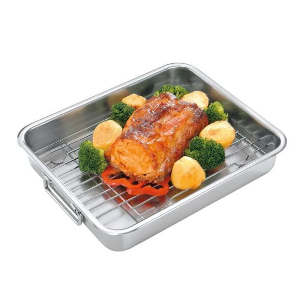 Fuente de hornear Service de acero inoxidable con parrilla 39 x 33cm - Imagen 3