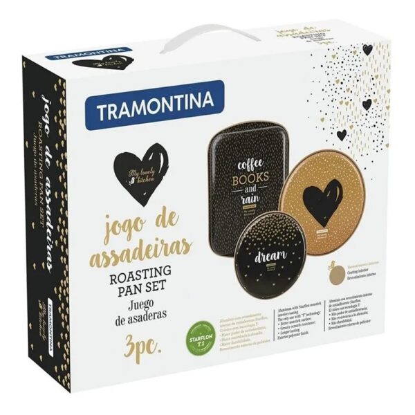 Juego de asaderas My Lovely Kitcher en aluminio con revestimiento interno y externo en antiadherente Starflon T1 3 piezas - Imagen 2