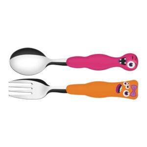Juego De Cubiertos Monsterkids Rosa 2 Pzs