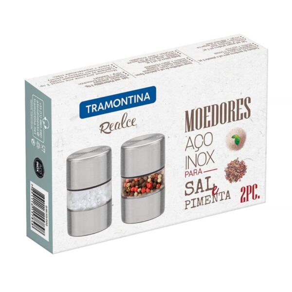 Juego de molinillos de sal y pimienta Realce de acero inoxidable y acrílico con molino de cerámica - Imagen 3