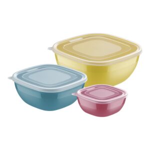 Juego de Potes Mixcolor de Polipropileno con Tapa Trasparente 3 pzs