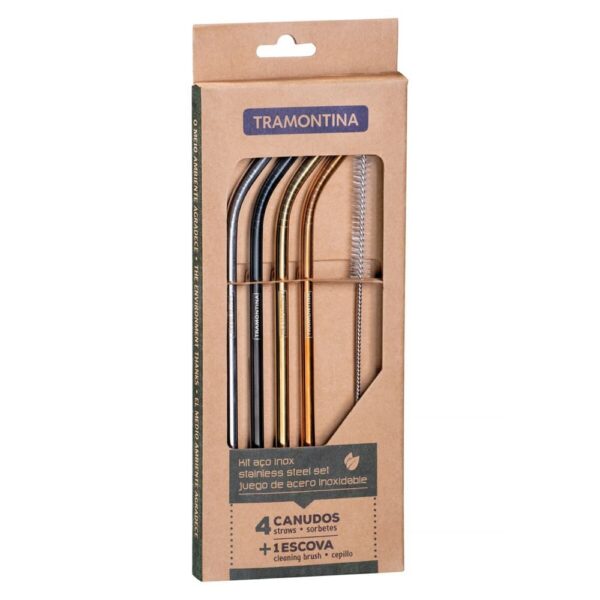 Juego de sorbitos de colores de acero inoxidable con cepillo 5 pzs - Imagen 2