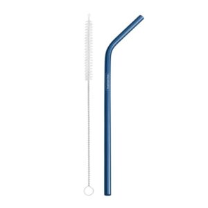 Juego de sorbitos para niños azul de acero inoxidable con cepillo 2 pzs