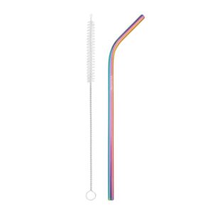 Juego de sorbitos para niñas tornasol de acero inoxidable con cepillo 2 pzs
