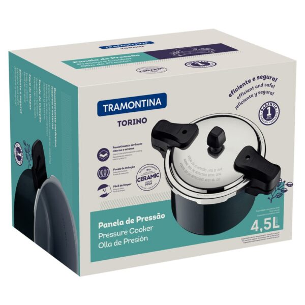Olla a Presión Torino de Aluminio con Revestimiento Interno y Externo de Cerámica Verde Petróleo 20cm 4,5L - Imagen 5