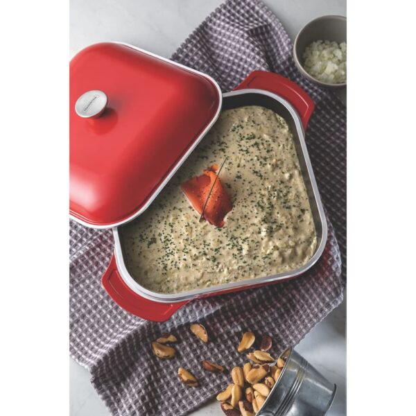 Olla Lyon Cuadrada de Aluminio Forjado con Revestimiento Interno y Externo de Antiadherente Starflon T5 Roja con Tapa 28cm 5,5L - Imagen 2