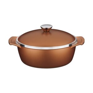 Olla Lyon de Aluminio Forjado con Antiadherente Interno y Externo Starflon Alto Rendimiento T5 Dorado con Tapa 26cm 4,6L