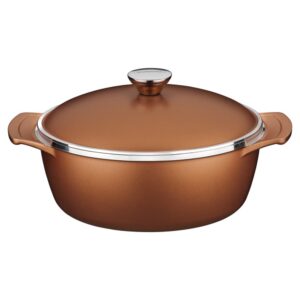 Olla Lyon de Aluminio Forjado con Antiadherente Interno y Externo Starflon Alto Rendimiento T5 Dorado con Tapa 30cm 6,8L