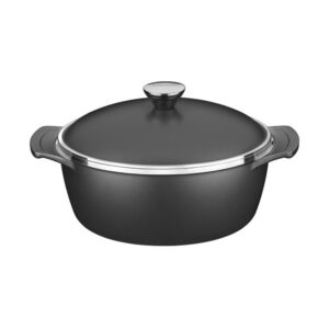 Olla Lyon de Aluminio Forjado con Antiadherente Interno y Externo Starflon Alto Rendimiento T5 Negro con Tapa 26 cm 4,6L
