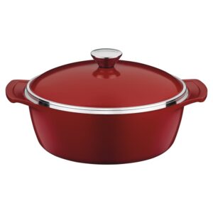 Olla Lyon de Aluminio Forjado con Antiadherente Interno y Externo Starflon Alto Rendimiento T5 Roja con Tapa 30cm 6,8L