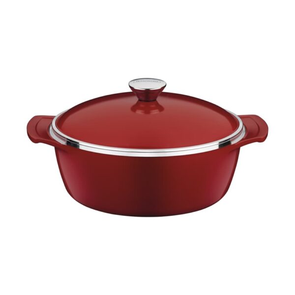 Olla Lyon de Aluminio Forjado con Antiadherente Interno y Externo Starflon Alto Rendimiento T5 Roja con Tapa 26cm 4,6L