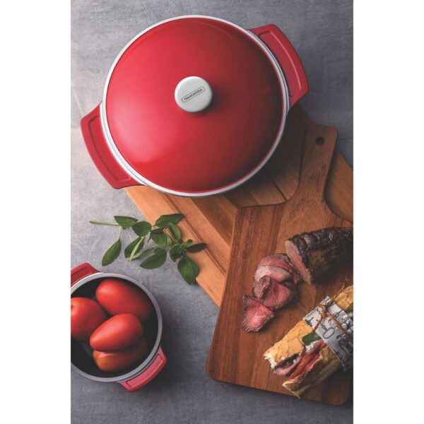 Olla Lyon de Aluminio Forjado con Antiadherente Interno y Externo Starflon Alto Rendimiento T5 Roja con Tapa 26cm 4,6L - Imagen 2