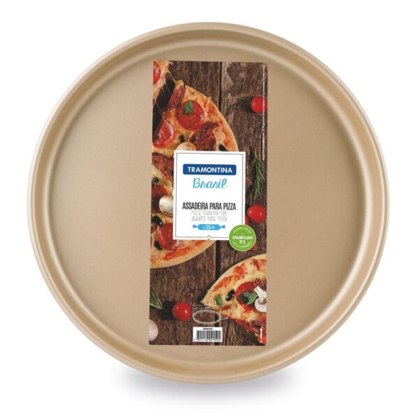 Molde para Pizza de Aluminio con Revestimiento Interno y Externo de Antiadherente Starflon T1 Rojo 30cm - Imagen 2