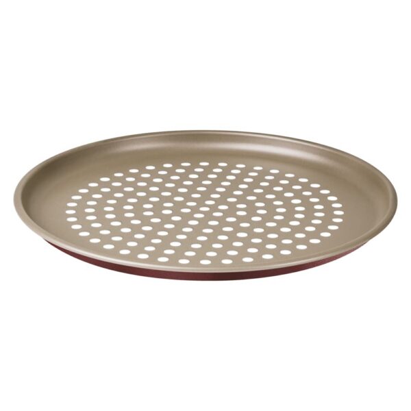 Molde para Pizza Brasil Rojo de Aluminio con Recubrimiento Antiadherente Perforado 30cm