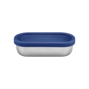Pote para alimentos Freezinox de acero inoxidable con tapa plástica azul de 0,4L