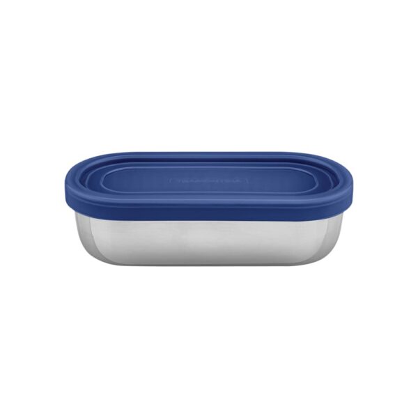 Pote para alimentos Freezinox de acero inoxidable con tapa plástica azul de 0,4L