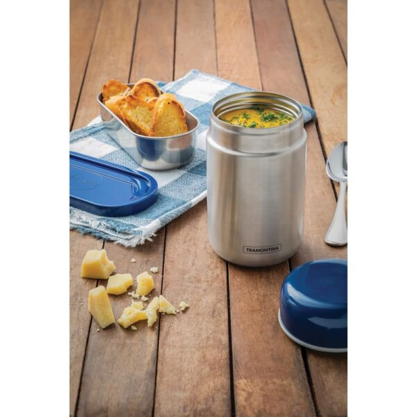 Pote para Alimentos térmico de acero inoxidable con tapa azul de 400ml - Imagen 4