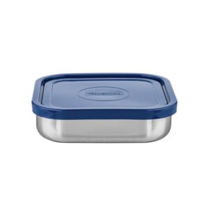 Pote para Alimentos Freezinox de acero inoxidable con tapa plástica azul cuadrado de 0,8L