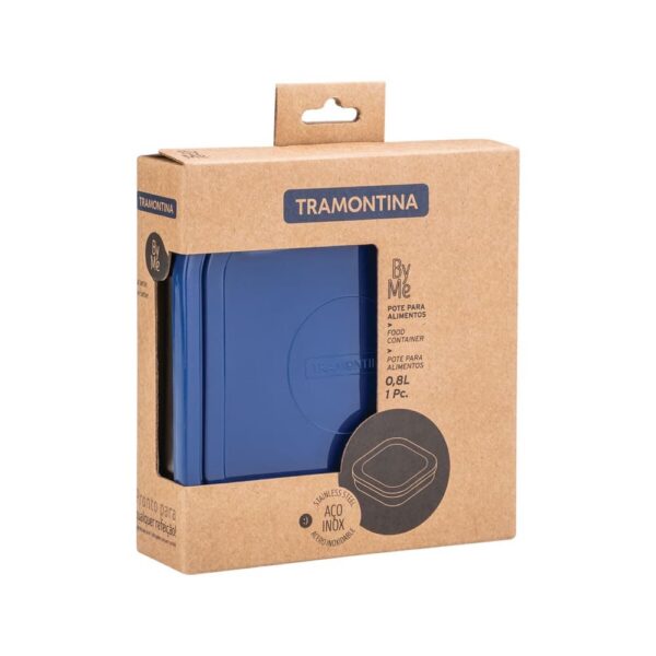 Pote para Alimentos Freezinox de acero inoxidable con tapa plástica azul cuadrado de 0,8L - Imagen 2
